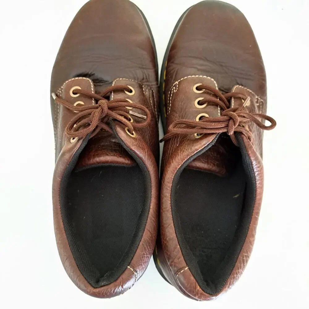Dr. Martens Boston Brown Leather Oxfords Men's 12 AW004 Chunky Lug Sole Y2K 90s